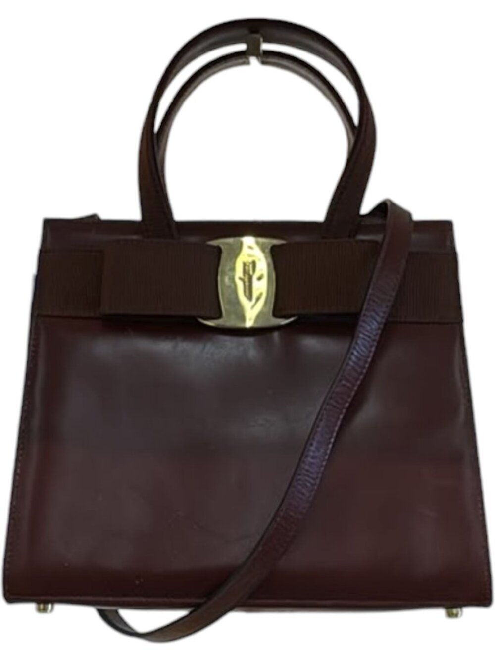 507161CR C1 Salvatore Ferragamo Crossbody Bag Brown Leather